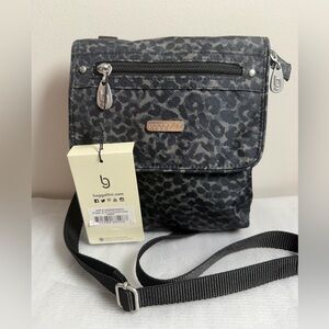 Baggallini Gray Leopard Print Crossbody Bag
